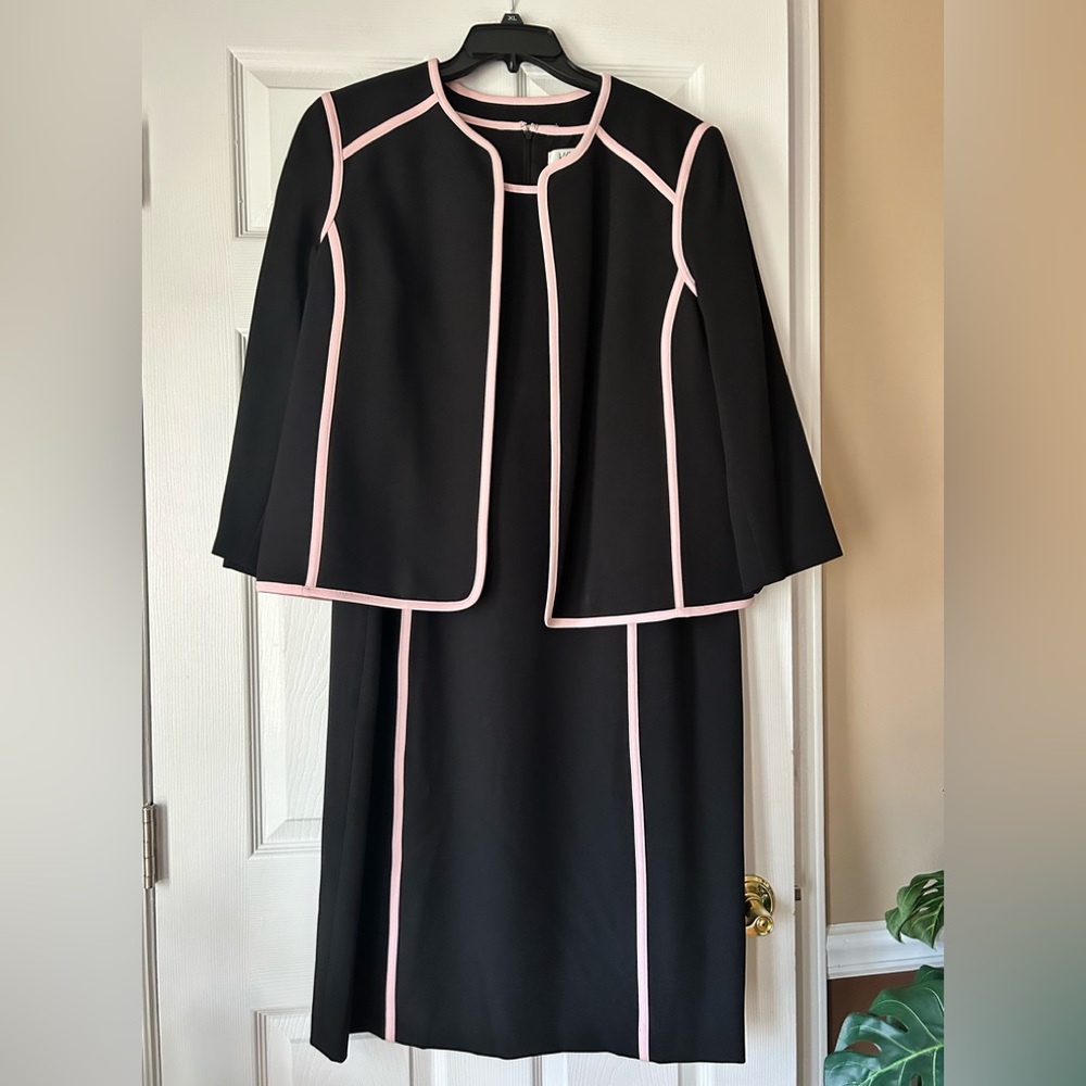 Kasper Black Dress & Jacket w/Pink Trim ~ Dress is Size 18 & Jacket is Size 16